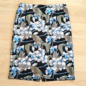 NYCC pencil skirt stretch pull on in black blue green floral